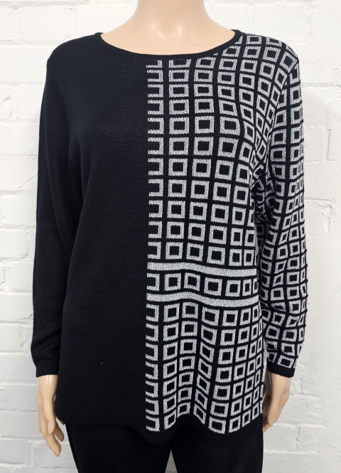 Anonymous Shimmer Square Pattern Long Sleeve Jumper